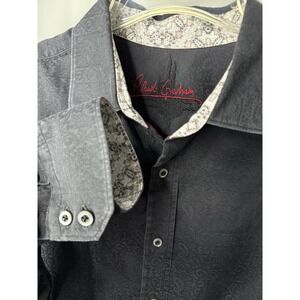 Robert Graham Men's XL Black Long Sleeve Button Up Shirt Embroidered Paisley